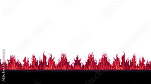 Flame border, fiery red and orange fire with glowing effect, isolated on transparent background, intense heat, burning energy, dramatic and dynamic visual for design