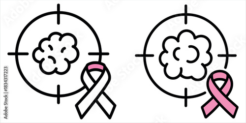 Empowering breast cancer awareness with target symbol and pink ribbon for hope and early detection of tumors, a symbol of strength and support.