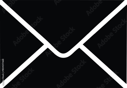 Simple black and white envelope for communication symbol