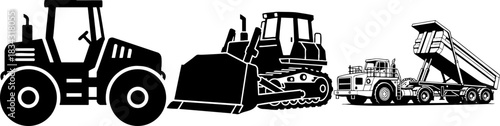 Heavy construction vehicles icons set vector illustration.