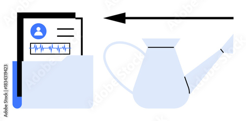 Data organization concept. Data management ed with a folder and documents. nurturing growth and efficiency in data storage. For technology, business, education, sustainability, analytics