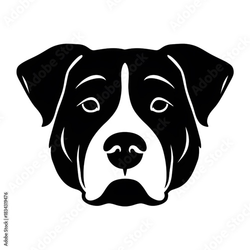 Black and White Dog Face Head Portrait Silhouette Vector