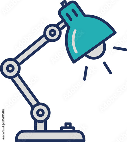 Modern teal desk lamp with adjustable arm and bright light emitting