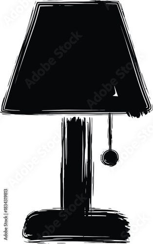 Black silhouette of a table lamp with a textured brush stroke style