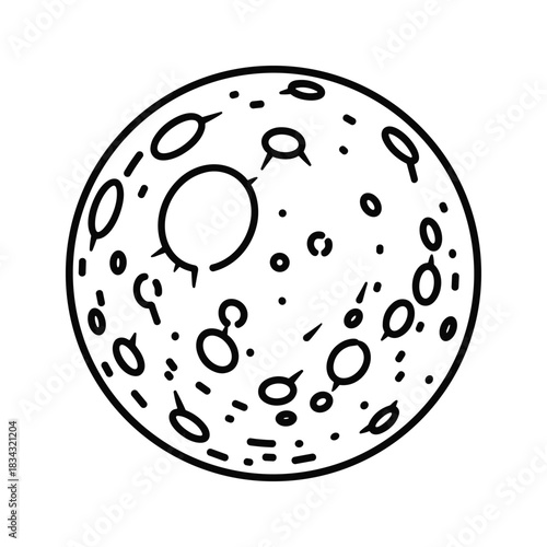 Minimalist Line Art Moon with Craters