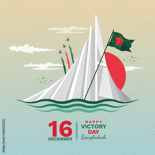 Fotografie 16 December Victory Day of Bangladesh illustration featuring the national memori