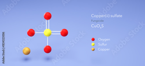 Fototapeta Naklejka Na Ścianę i Meble -  copper(ii) sulfate molecule, molecular structure, fungicide 3d model, Structural Chemical Formula and Atoms with Color Coding