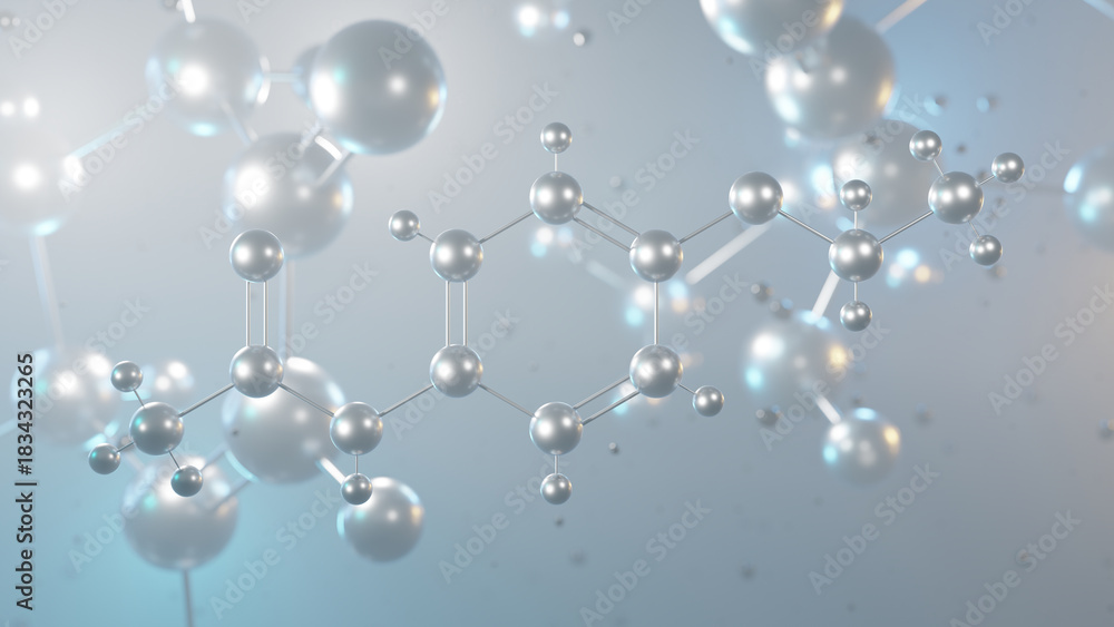 Foto phenacetin molecular structure, 3d model molecule, analgesic structural chemical