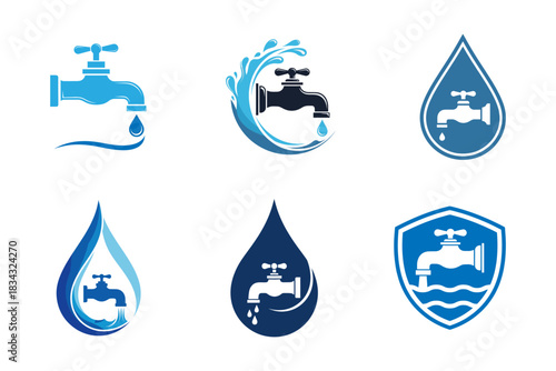 Set of Vector Water Tap Logo Designs