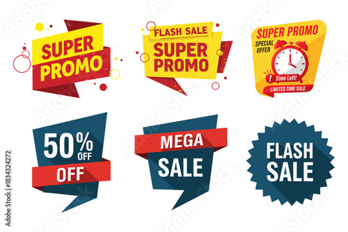 Sale Stickers and Promo Labels Vector Design