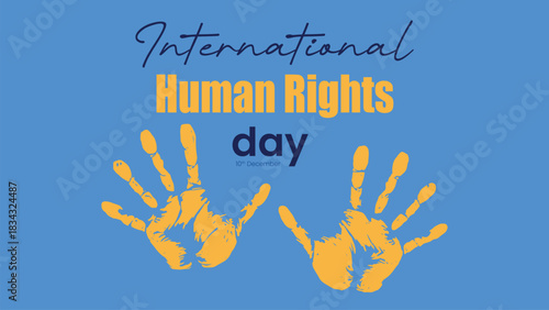 International Human Rights Day Illustration with Open Handprints