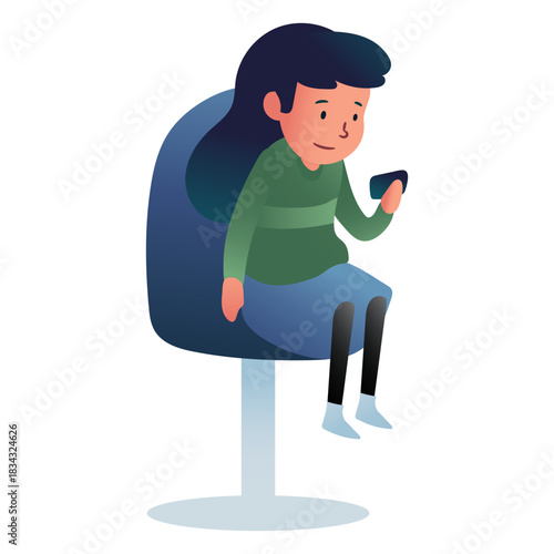 Sitting girl phone waiting
