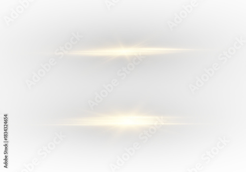 Radiant sunlight with shining beams and glowing star flares. Laser highlights, illuminated lines, and sparkling rays with bright, magical glow.