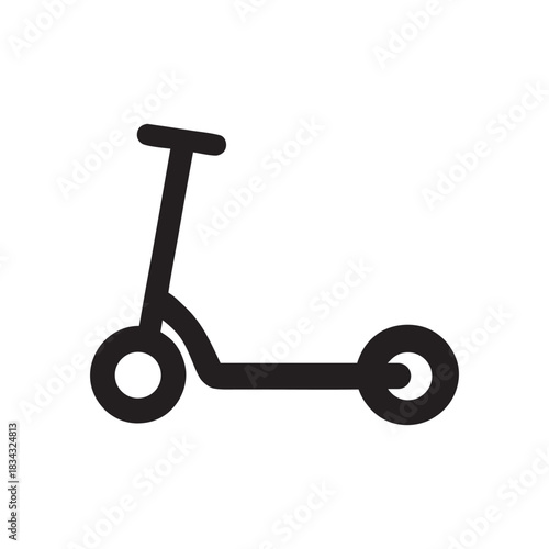 Electric scooter icon black and white vector personal urban transport silhouette illustration