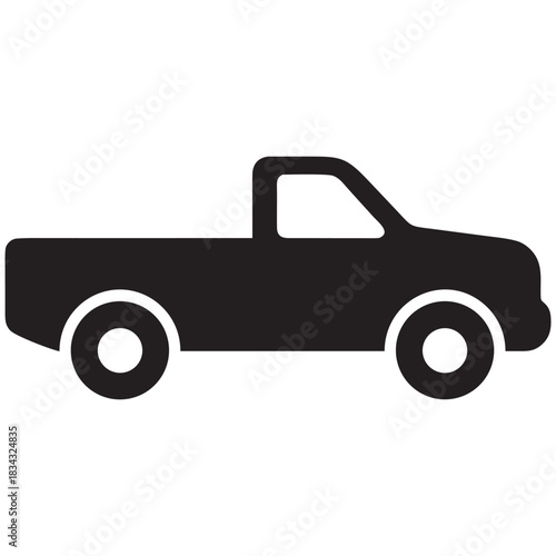 Black and white pickup truck silhouette icon vector transport illustration