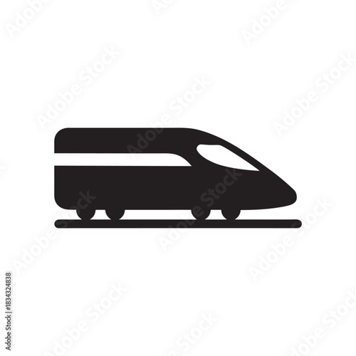 High speed train black and white vector icon modern railway transport silhouette