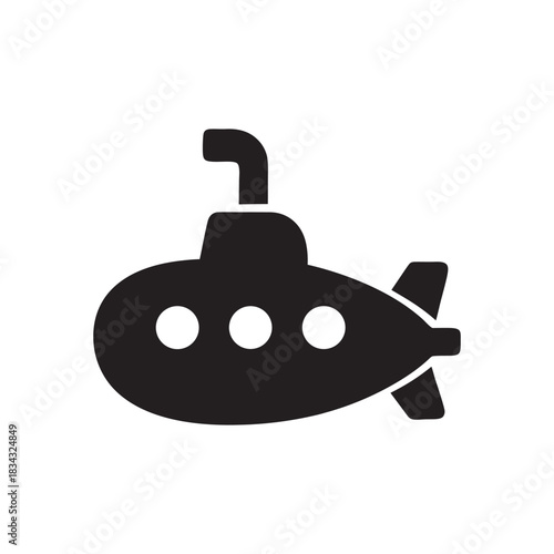 Black and white submarine icon simple underwater transport vector illustration
