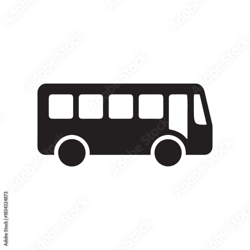 Black and white bus icon simple public transport silhouette vector illustration