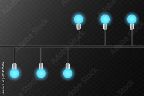 Blue glowing lights on a garland