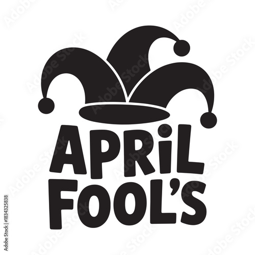 April fools day jester hat and text illustration