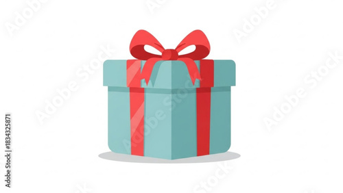 Gift box present with red ribbon for birthday christmas celebration and special occasion vector illustration