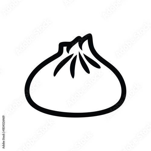 Black and white icon of a steamed bun dumpling food