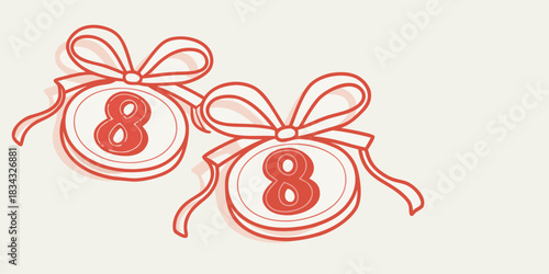 International women s day illustration with number eight and bows