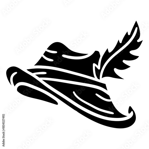 Tyrolean hat austrian costume handdrawn