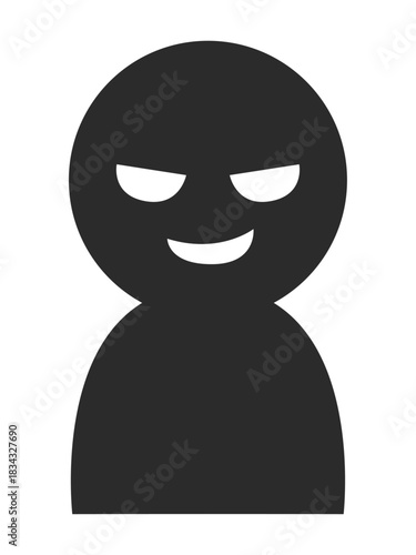 悪い顔で笑う不審者のシンプルな人のシルエットのイラスト