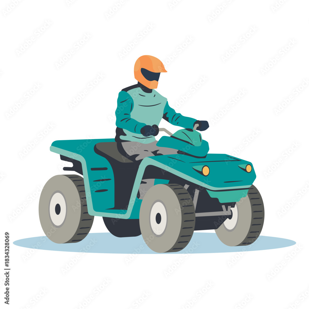 Fototapeta premium Pilot riding blue atv illustration