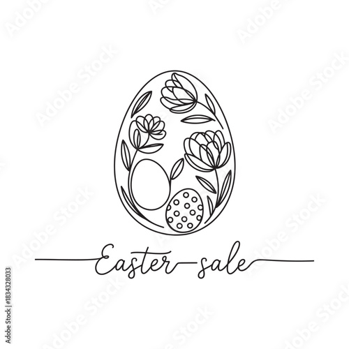 Easter egg floral design with sale announcement