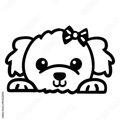 Peekaboo poodle with bow tie stroke