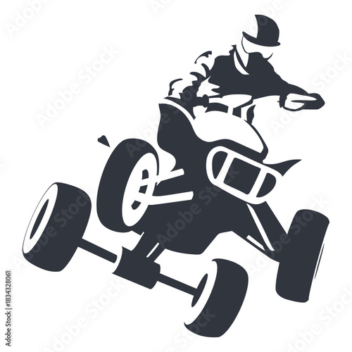 Pilot jumping in quad bike black