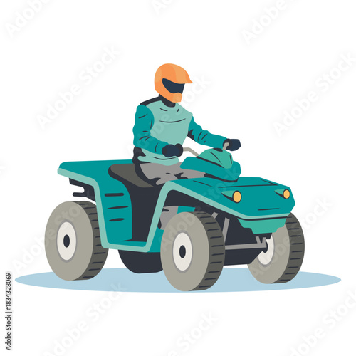 Pilot riding blue atv illustration