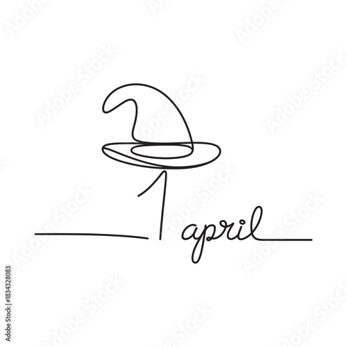 Whimsical witch hat and april fools day greeting