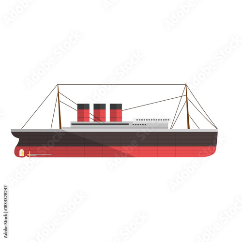 Steam power ship illustration