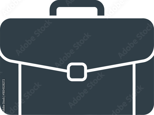 Professional dark grey briefcase with white outline, symbolizing business and travel