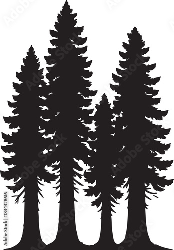 Redwood trees silhouette vector.