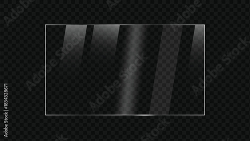 Clear transparent glass screen with light reflection and glare