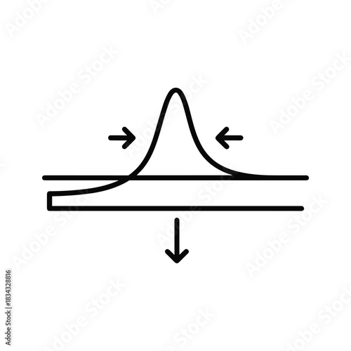 Statistical bell curve icon showing data compression and focus