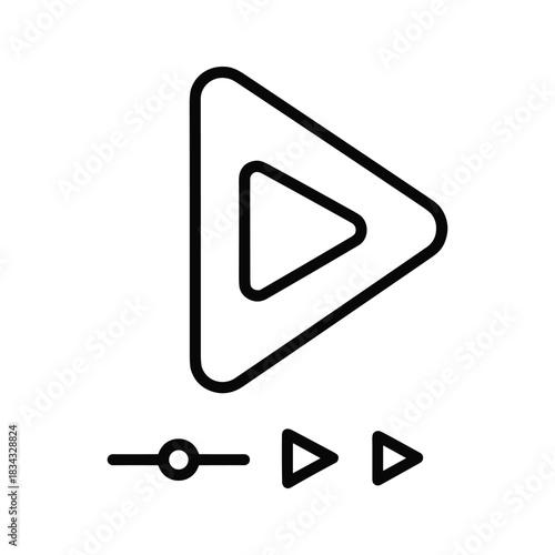 Play button icon with timeline media player controls interface