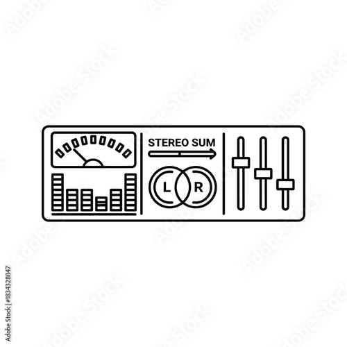 Audio mixer equalizer line icon, sound control panel graphic