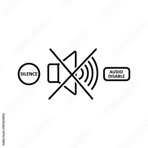 Audio disabled symbol silence mode vector graphic design sign
