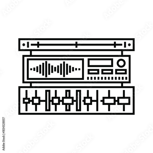 Audio mixer console equalizer line icon for sound production