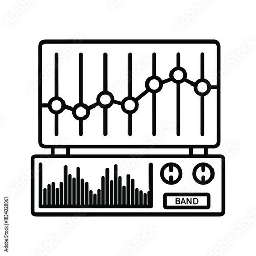 Sound mixer equalizer panel icon with audio waveform graphic.