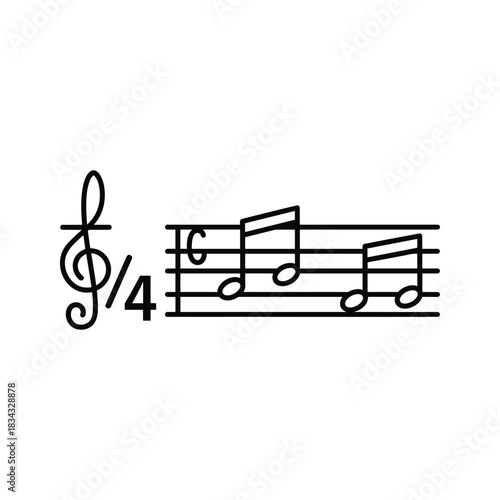 Musical staff with treble clef, 4/4 time signature, music notes