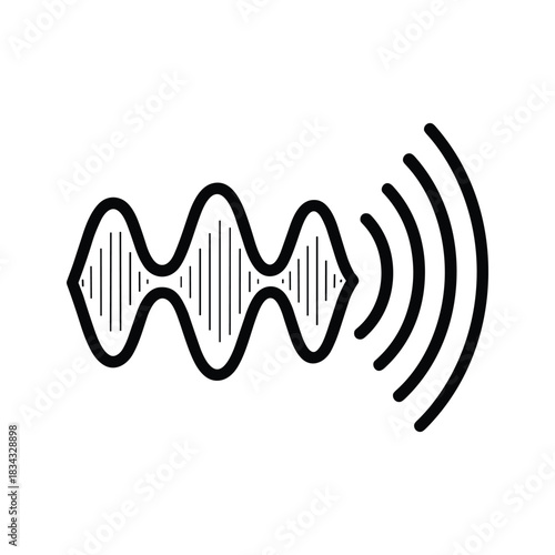 Sound wave signal emission line icon design on white background