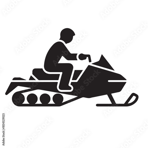 Silhouette icon of person riding a snowmobile
