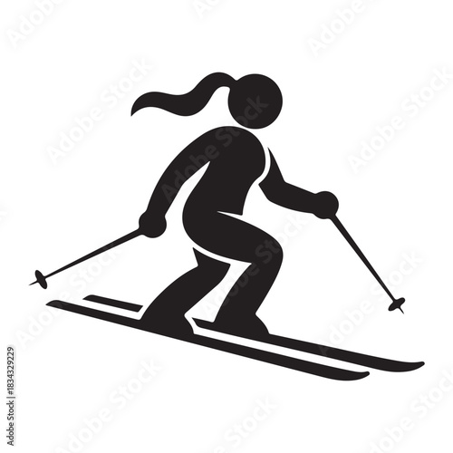 Female skier icon descending slope