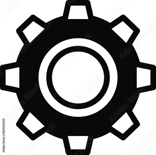 Simple black gear icon representing industry and mechanics